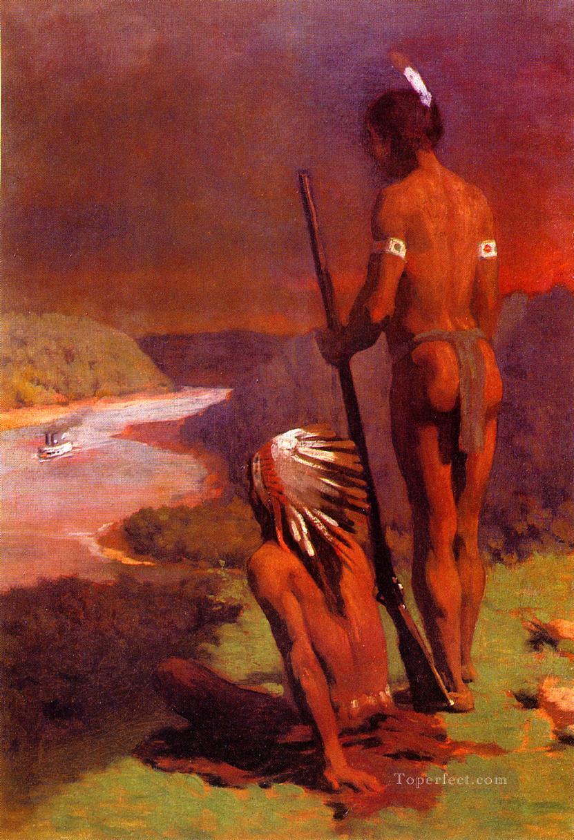 オハイオ州の自然主義者トーマス・ポロック・アンシュッツを語るインディアン油絵